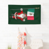 Jolly Santa Claus met vlag van Mexico Spandoek (Insitu)