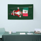 Jolly Santa Claus met vlag van Mexico Spandoek (Beurs)