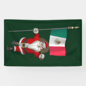 Jolly Santa Claus met vlag van Mexico Spandoek (Horizontaal)