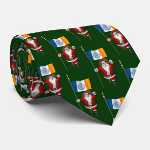 Jolly Santa Claus met vlag van New York City Stropdas