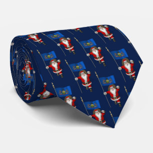 Jolly Santa Claus met vlag van Pennsylvania Stropdas