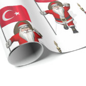 Jolly Santa Claus met vlag van Turkije Cadeaupapier (Rol Hoek)