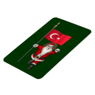 Jolly Santa Claus met vlag van Turkije Magneet