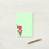 Jolly Santa Claus met vlag van Turkije Post-it® Notes (Op bureau)