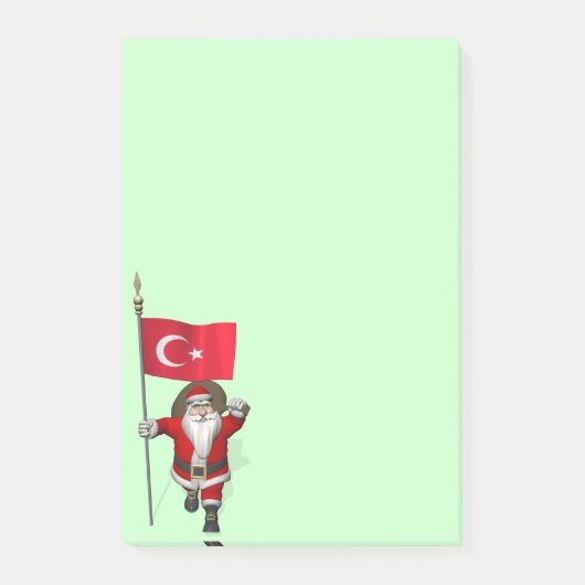 Jolly Santa Claus met vlag van Turkije Post-it® Notes (Voorkant)