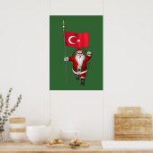 Jolly Santa Claus met vlag van Turkije Poster (Keuken)