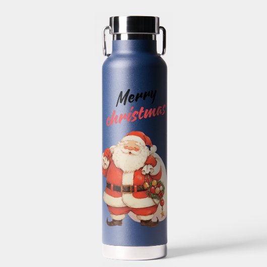 Jolly Santa Claus met vrolijke kersttekst Waterfles (Voorkant)