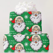 Jolly Santa Claus Naam van kind toevoegen Rood & G Cadeaupapier