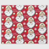 Jolly Santa Claus Naam van kind toevoegen Rood & G Cadeaupapier (Vlak)