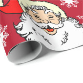 Jolly Santa Claus Naam van kind toevoegen Rood & G Cadeaupapier (Rol Hoek)