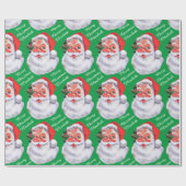 Jolly Santa Claus Persoonlijke naam Kerstmis Cadeaupapier (Vlak)