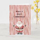 Jolly Santa Claus Red Stripes Christmas Kaart (Gele Bloem)