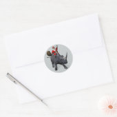 Jolly Santa Claus Riding An Rhino Ronde Sticker (Envelop)