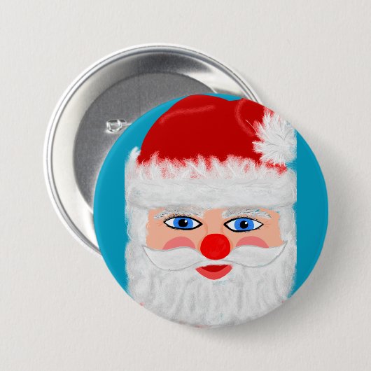 Jolly Santa Claus Ronde Button 7,6 Cm (Voorkant /achterkant)