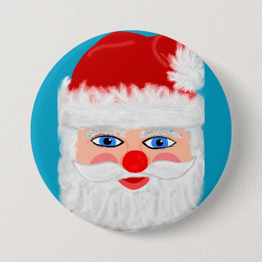 Jolly Santa Claus Ronde Button 7,6 Cm (Voorkant)