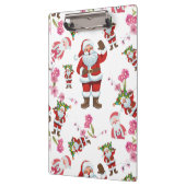 Jolly Santa Claus & Roze Bloemen Kerstmis Klembord (Links)