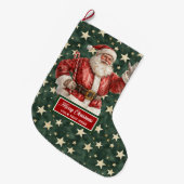 Jolly Santa Claus Stocking Gepersonaliseerd in  Grote Kerstsok (Voorkant (Hangend))