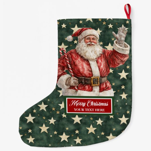 Jolly Santa Claus Stocking Gepersonaliseerd in  Grote Kerstsok (Achterkant)