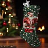 Jolly Santa Claus Stocking Gepersonaliseerd in  Grote Kerstsok