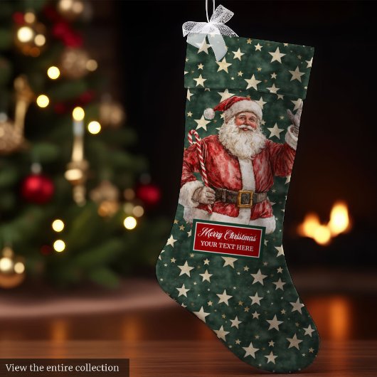 Jolly Santa Claus Stocking Gepersonaliseerd in  Grote Kerstsok
