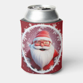 Jolly Santa Claus Surrounded by Snowflakes Blikjeskoeler (Blikje Achterkant)