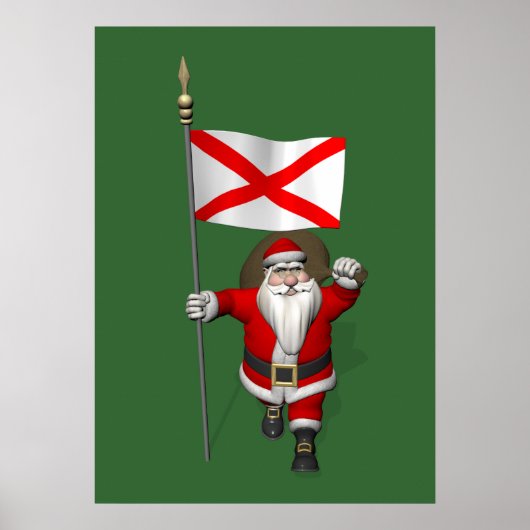 Jolly Santa Claus Visiting Alabama Poster (Voorkant)