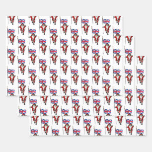 Jolly Santa Claus Wachter Union Jack Inpakpapier Vel