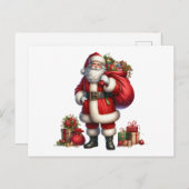 Jolly Santa Claus with gift sack Feestdagenkaart (Voorkant / Achterkant)