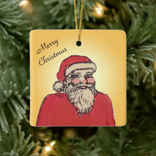 Jolly Santa Claus with Your Text Keramisch Ornament (Boom)