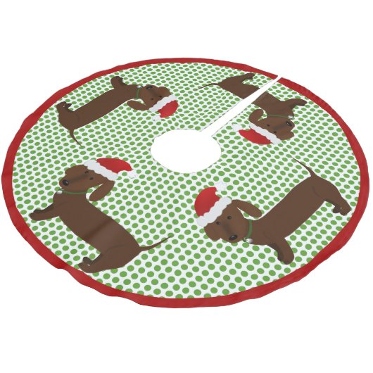 Jolly Santa Dachshunds - Brown Kerstboom Rok (Gekanteld)