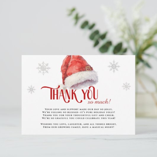 Jolly Santa Diaper Raffle Baby shower Bedankkaart (Staand voorkant)