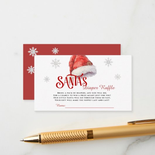 Jolly Santa Diaper Raffle Baby shower Informatiekaartje (Voorkant / Achterkant in situ)