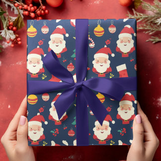 Jolly Santa en Ornamenten kerst Inpakpapier Vel