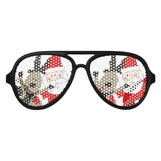 Jolly Santa en Reindeer #1 Aviator Zonnebril (Voorkant)
