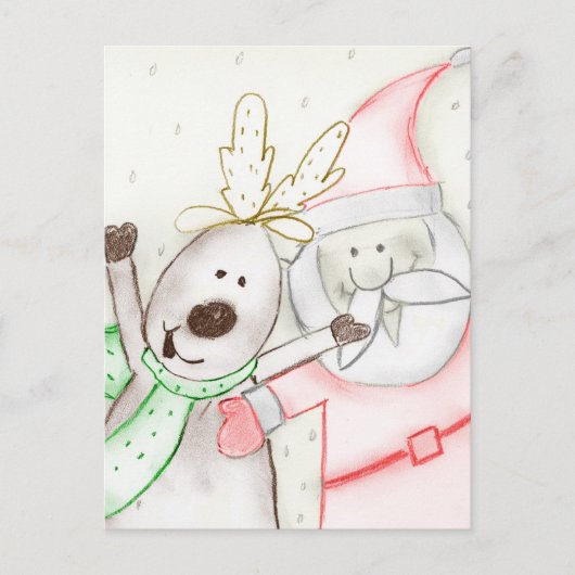 JOLLY SANTA EN RENDIER FEESTDAGENKAART (Voorkant)