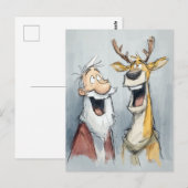 Jolly Santa en rendier lachen Briefkaart (Voorkant / Achterkant)