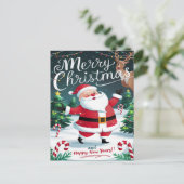 Jolly Santa en Sweet Candy Canes Kerstmis Briefkaart (Staand voorkant)