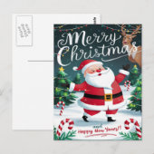 Jolly Santa en Sweet Candy Canes Kerstmis Briefkaart (Voorkant / Achterkant)