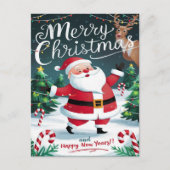 Jolly Santa en Sweet Candy Canes Kerstmis Briefkaart (Voorkant)