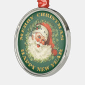 Jolly Santa en Wreath Metalen Ornament (Links)
