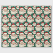 Jolly Santa Face Green Cadeaupapier (Vlak)