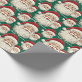 Jolly Santa Face Green Cadeaupapier (Hoek)