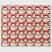 Jolly Santa Face Rood Cadeaupapier (Vlak)