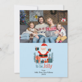 Jolly Santa Fun Schattigee Familie Foto Vakantie K Feestdagenkaart