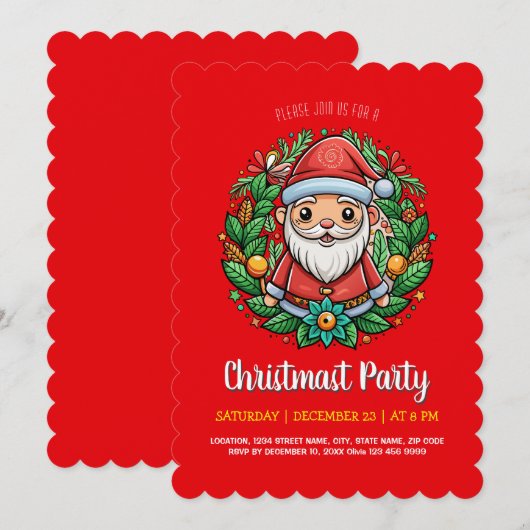 Jolly Santa Gnome Krans Kerstfeest Kaart (Voorkant / Achterkant)