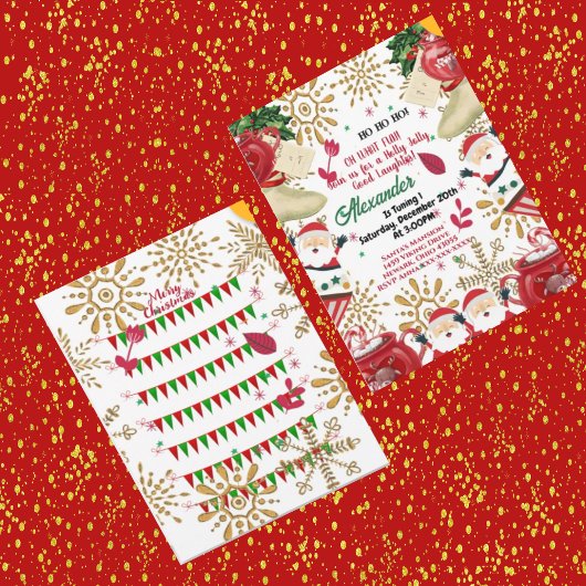 Jolly Santa Gold Snowflake Eerste Kerstdag Aankondiging