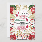 Jolly Santa Gold Snowflake Eerste Kerstdag Aankondiging (Voorkant)