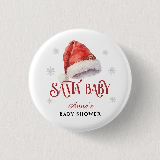 Jolly Santa Hat Baby shower gastensouvenir cadeau Ronde Button 3,2 Cm (Voorkant)