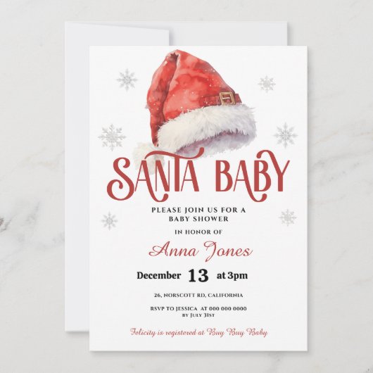 Jolly Santa Hat Baby shower Kaart (Voorkant)