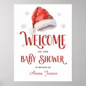 Jolly Santa Hat Baby Shower Welcome Sign Poster (Voorkant)